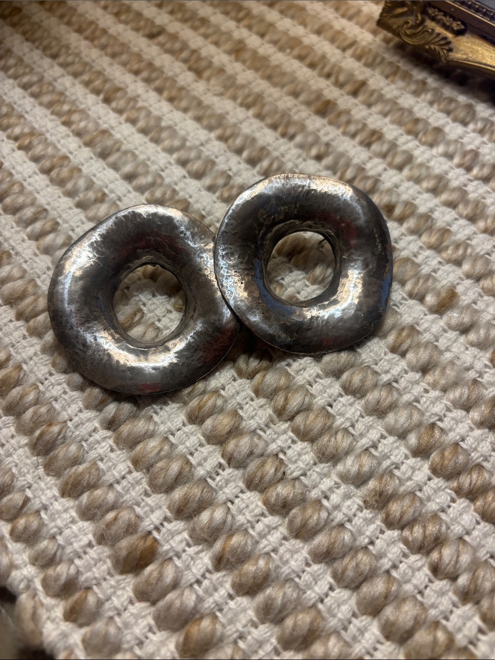 Zara Silver Round Donut Statement Earrings